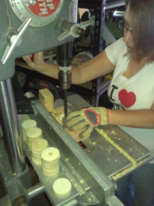 After a drill press lesson, I had plenty of pieces on which to hone my skills.