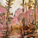 Bend, 9"x12" oil and mixed media on reclaimed wood